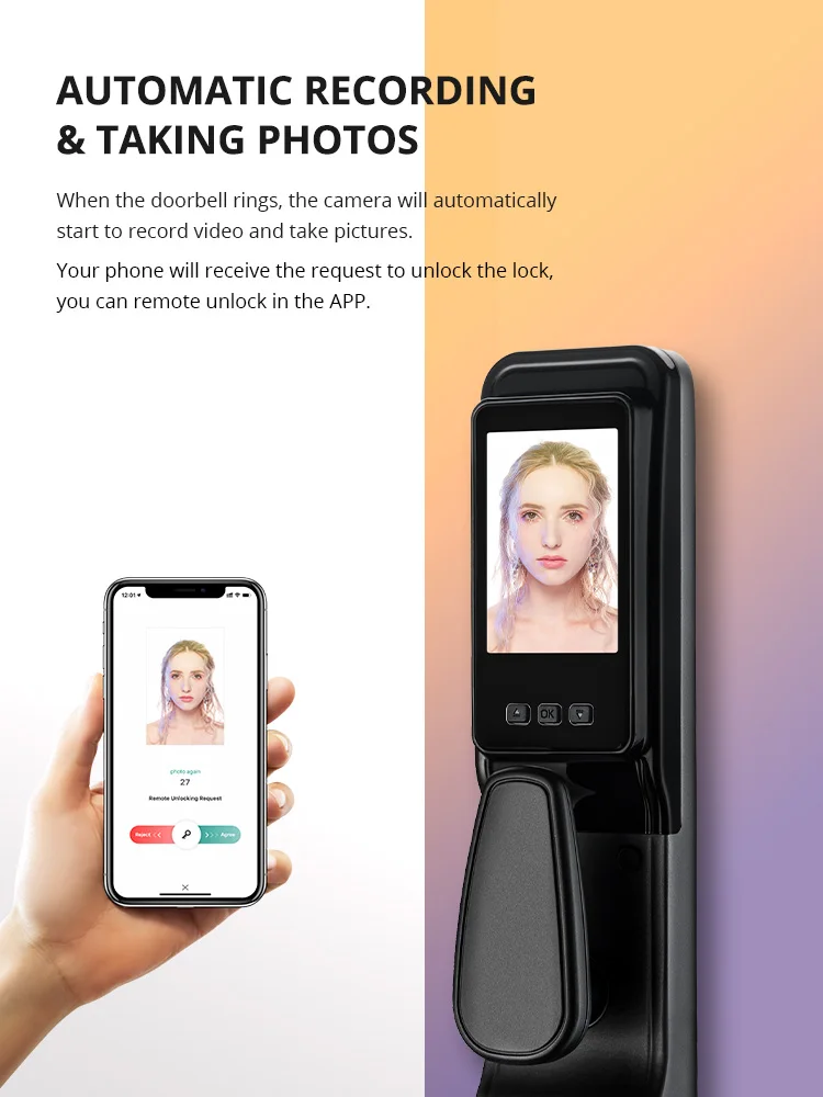 Smart Door Lock 3D Face Recognition Fingerprint Digital Wifi Lock with Connected