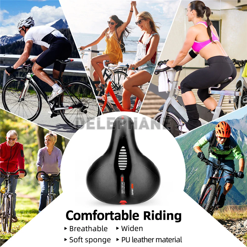 Selle de vélo confortable pour hommes et femmes, absorption des chocs,  coussin réfléchissant, imperméable, pour vtt