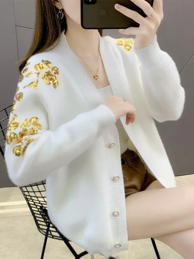 여성용 모조 밍크 퍼 스웨터, 부드럽고 편안한 코트, 다용도 절묘한 카디건, 패셔너블한 신상, 용수철 가을