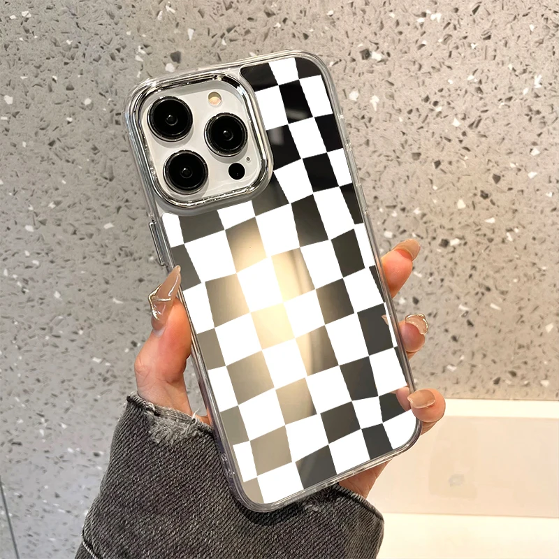 thumbnail image 1 of Cute Daisy Pattern Phone Case For iPhone 14 Pro Max Mirror Phone Cases For iPhone 15 11 12 13 Pro Max X XR XS Max Make up Cover, 1 of 5