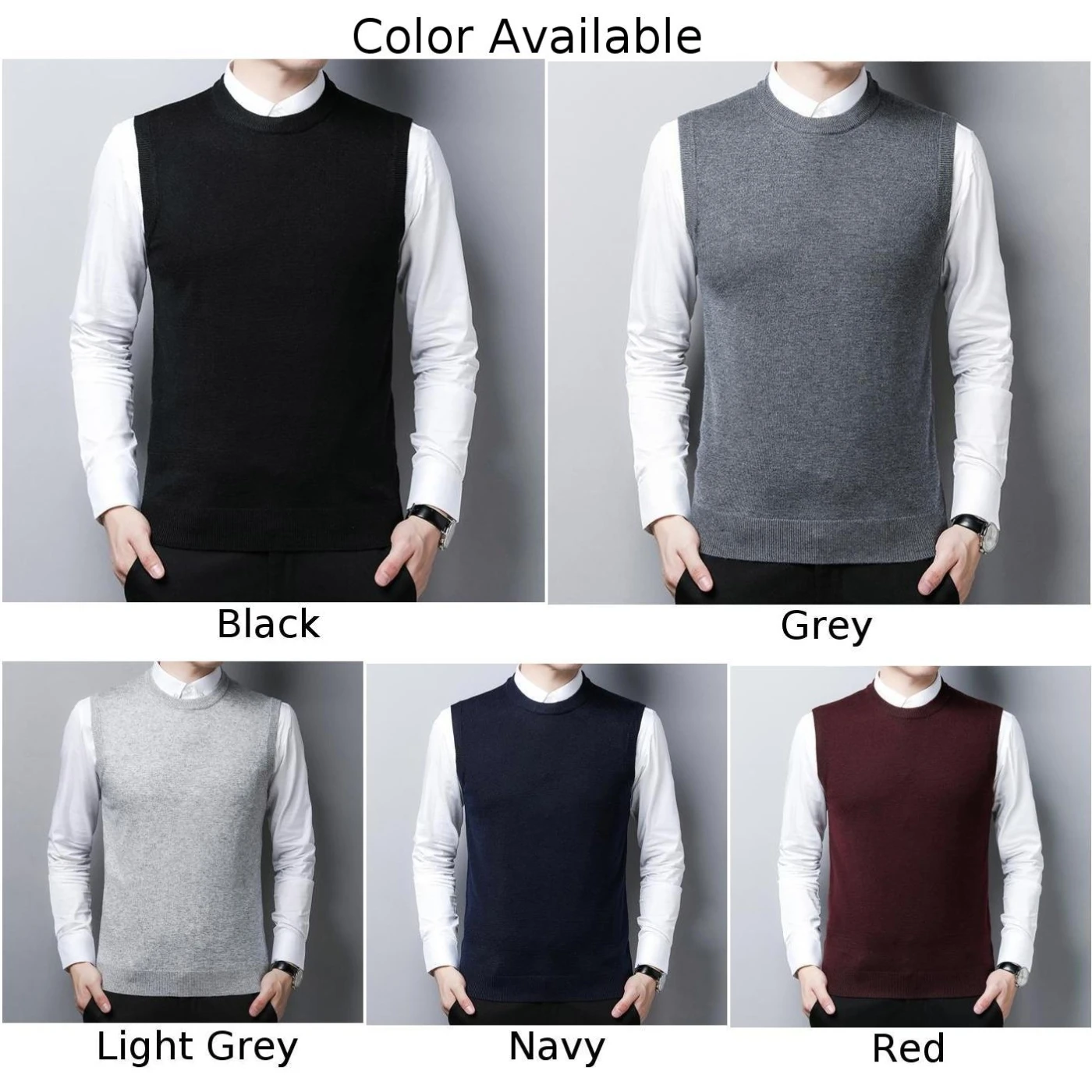 New Autumn Winter Men\'s Slim Fit Sweater Vest O-neck Casual Knitted Tank Tops Sleeveless Pullover Man Clothing