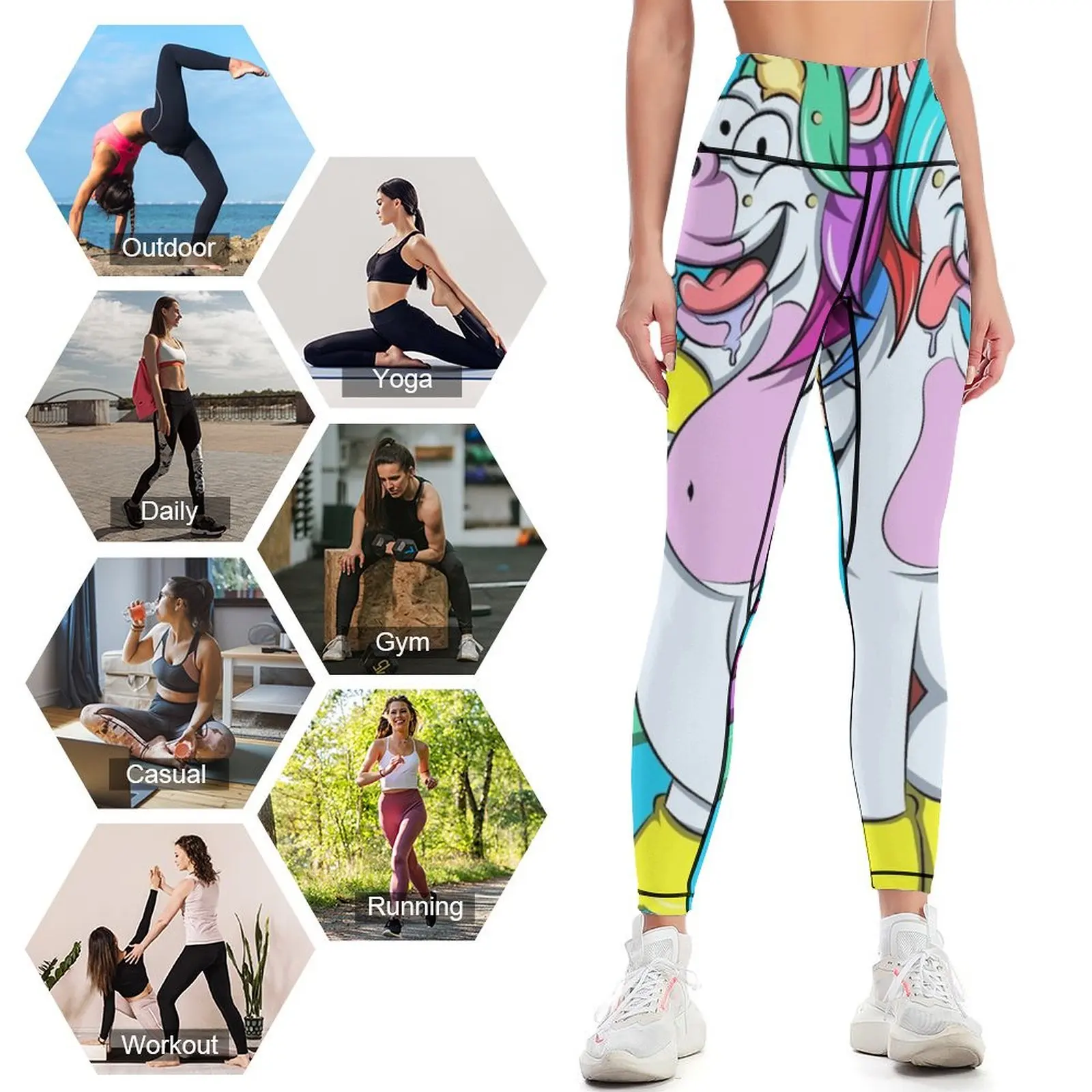 Unicorn Dont worry be drunken Leggings for physical sports tennis for Womens Leggings