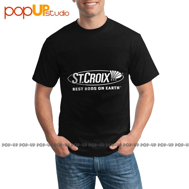 New St. Croix Fishing Rods Logo Men's Black and White T-Shirt USA Size S to  5XL