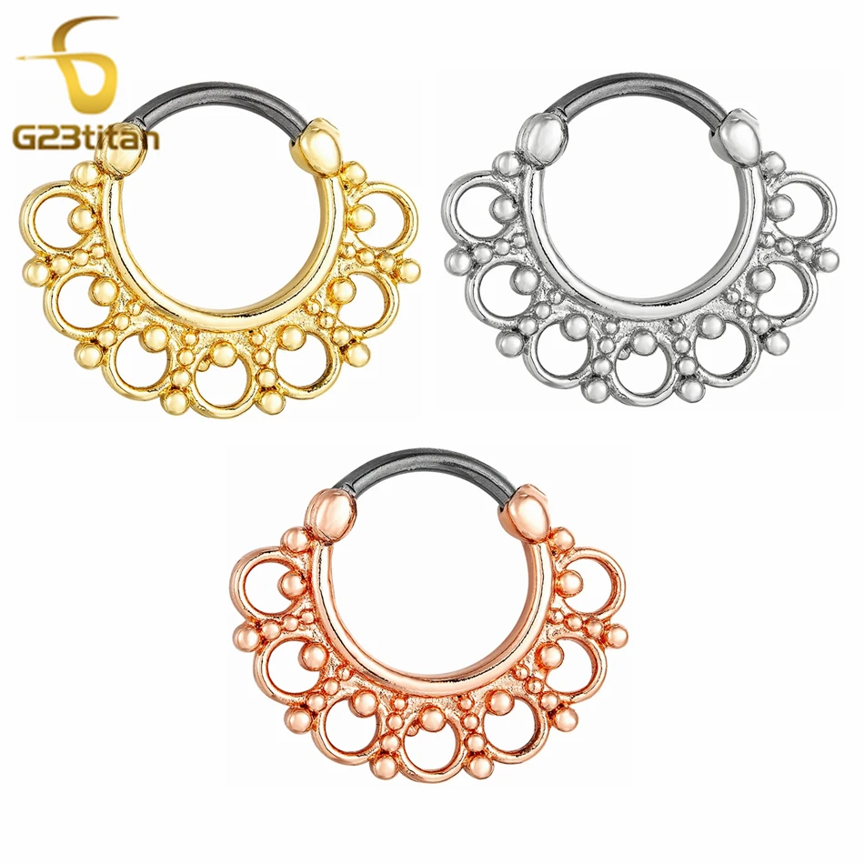 

16G Septum Clicker Hoop Nose Rings Hypoallergenic G23 Titanium Ear Cartilage Earring Conch Helix Tragus Body Piercing Jewelry