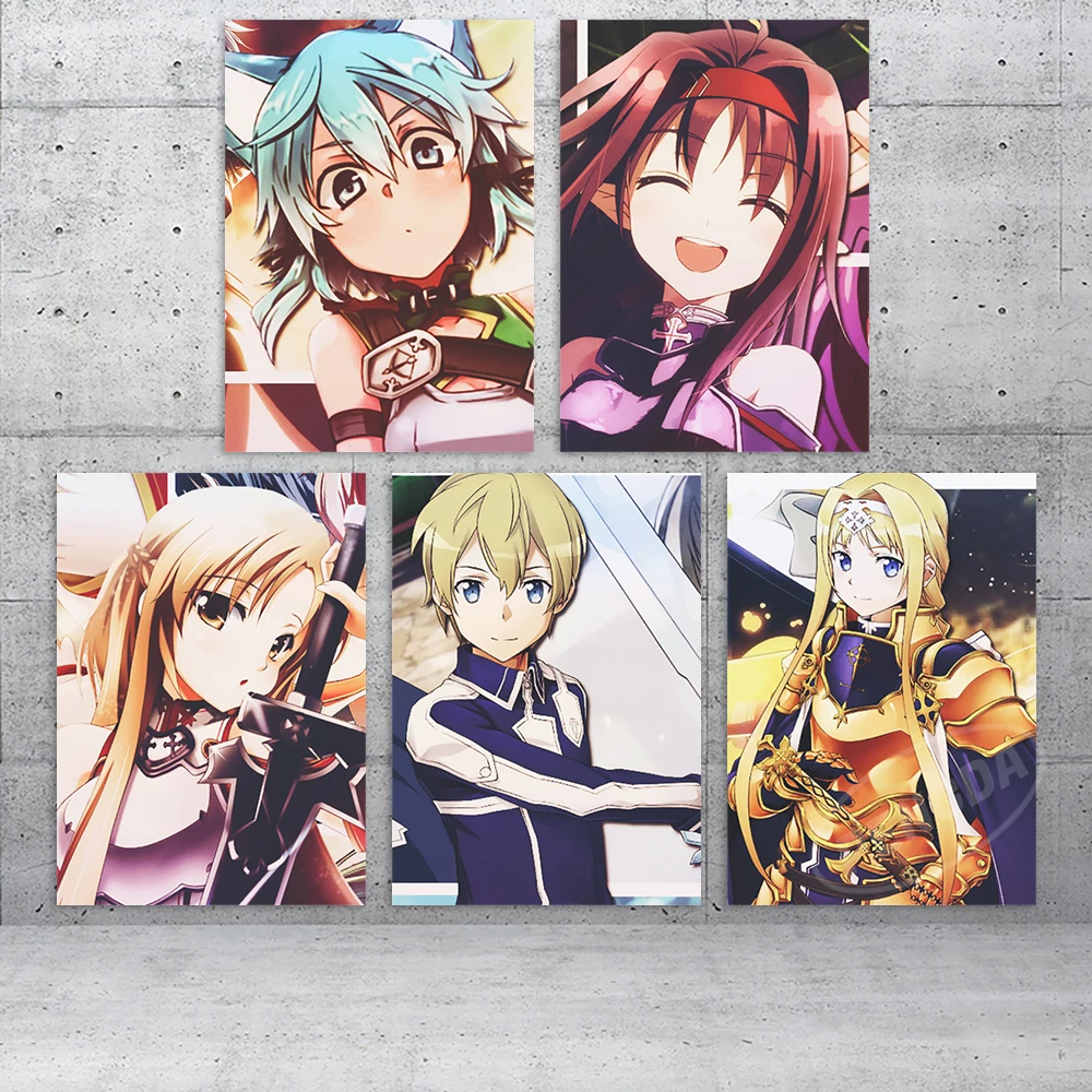 

HD Print Sword Art Online Picture Asada Shino Canvas Painting Yuuki Asuna Poster Tiese Schtrinen For Living Room Home Decor Wall