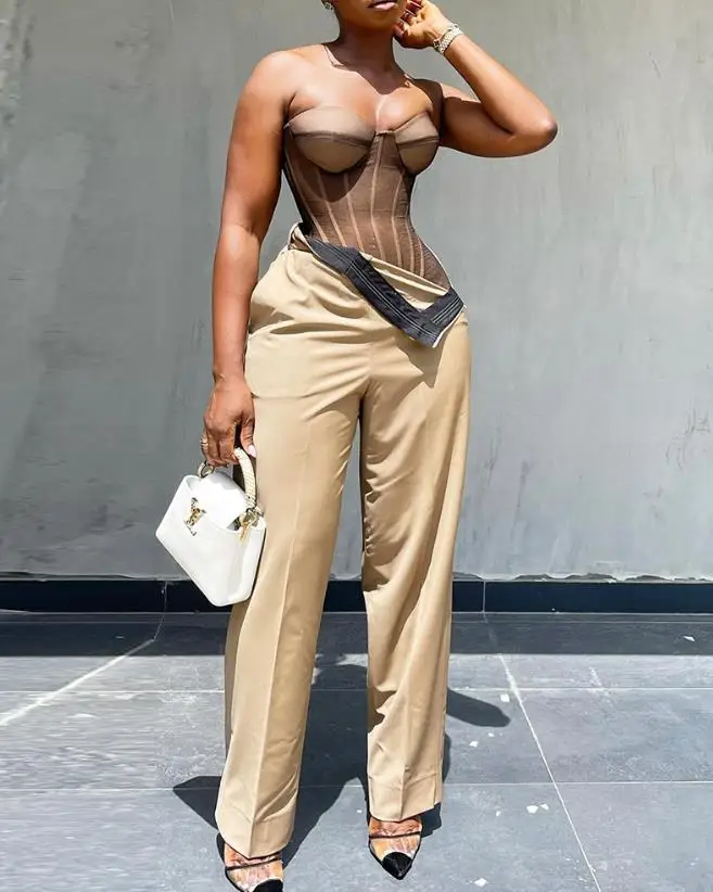

2023 New Fashion Women's Pants Elegant Asymmetrical Waist Pocket Design Work Pants Female Trouser Casual Bottom