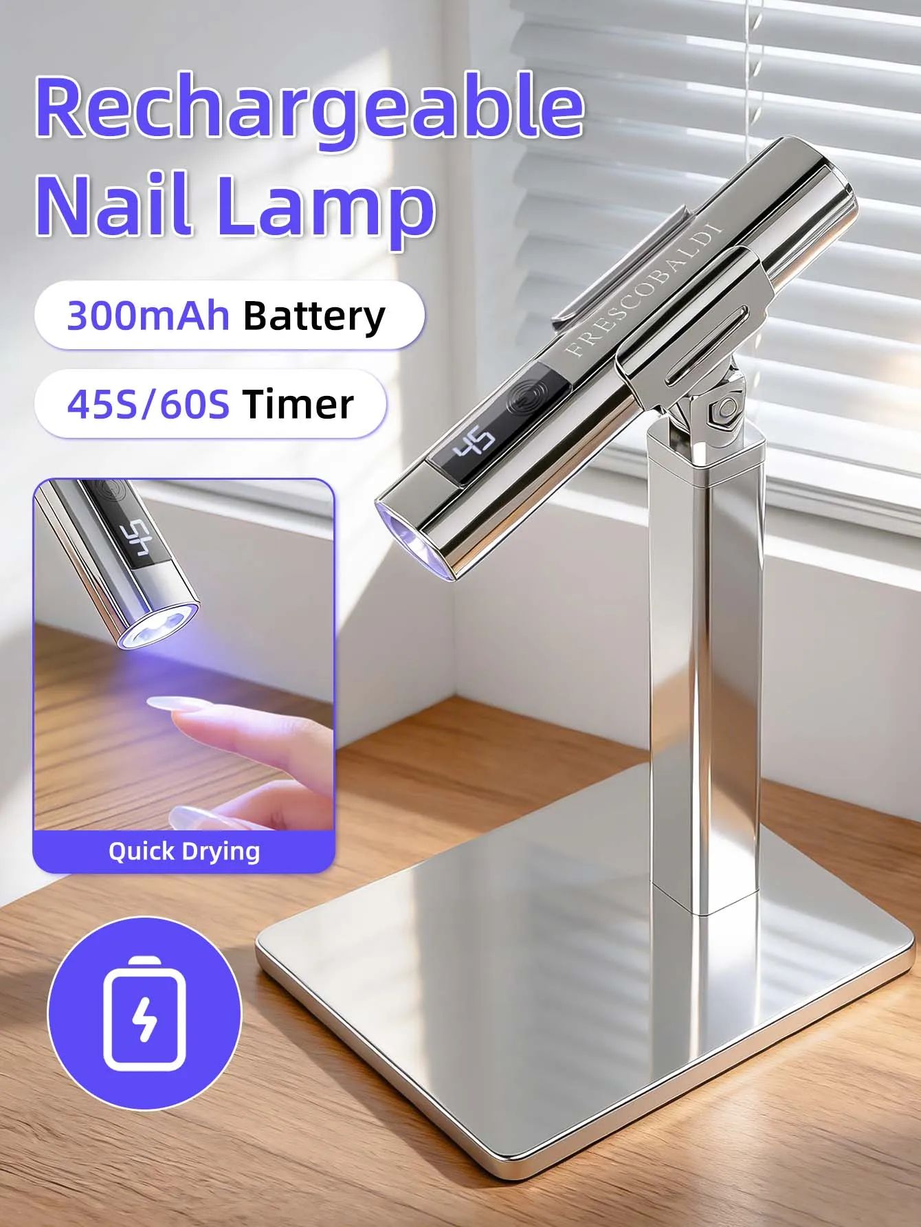 1Pc 미니 온스크린 디스플레이 젤 네일용 스탠드가 있는 휴대용 네일 아트 UV 램프, 휴대용 LED 네일 램프, USB 네일 건조기