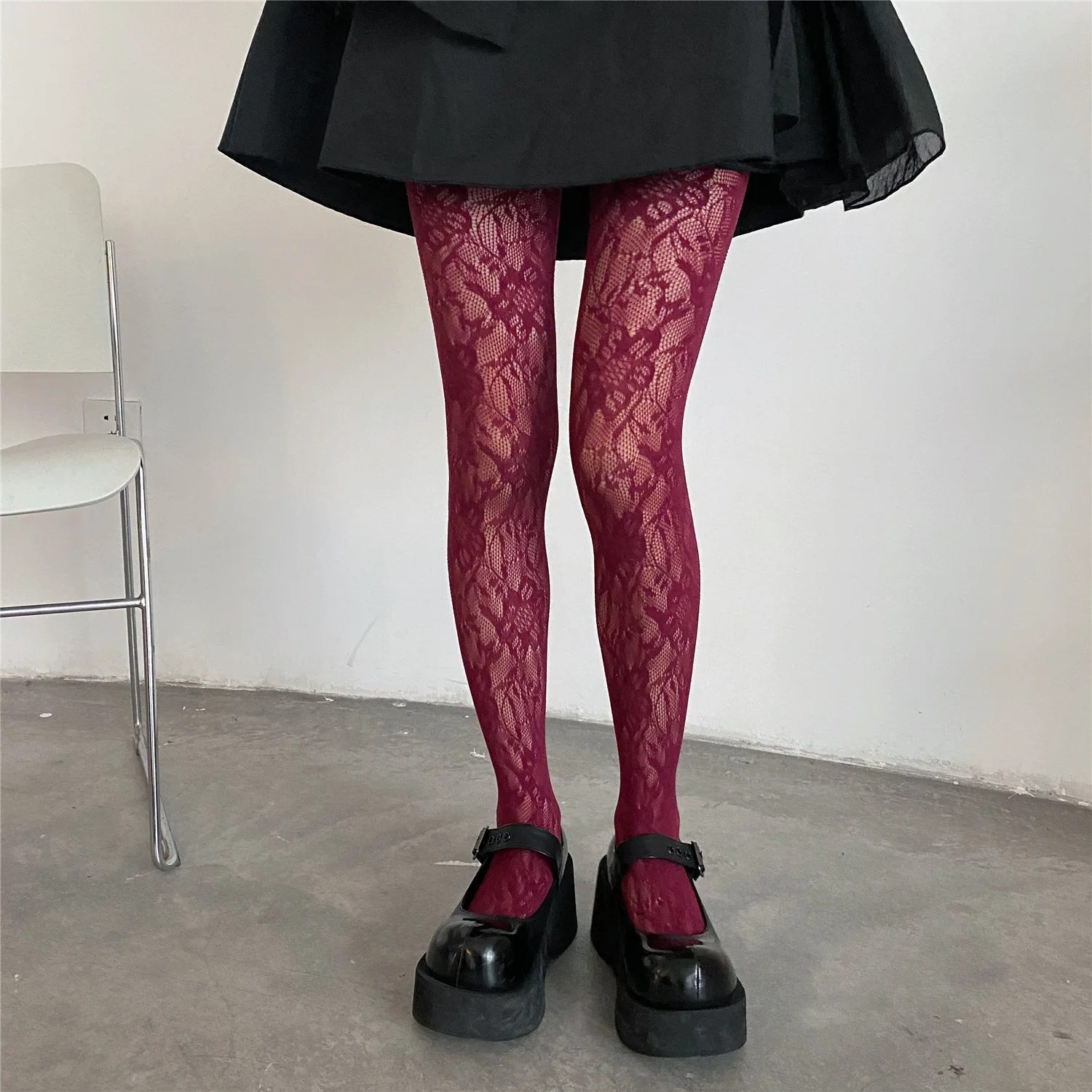 Description Picture 4 of itemPunk Style Girls Tights Thigh High Stockings Lingerie Hosiery Sexy Lace Mesh Fishnet Pantyhose Colorful Hollow Out Body Stocking