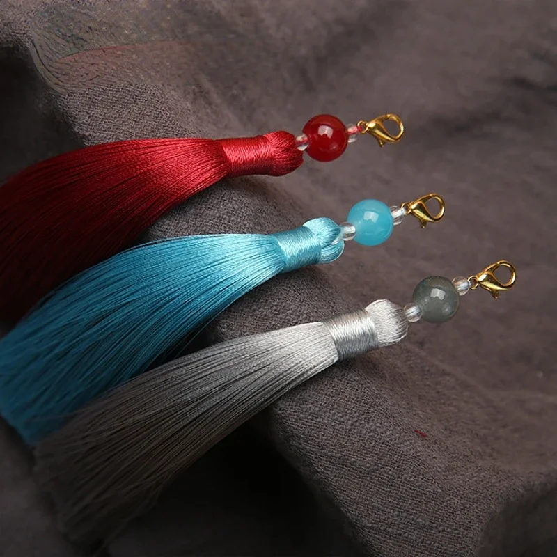 부드러운 수제 옥 구슬 술, 부드러운 술, DIY 공예 쥬얼리, 자동차 열쇠 고리 장식 펜던트, 부드러운 프린지 트림, 5 개, 15cm