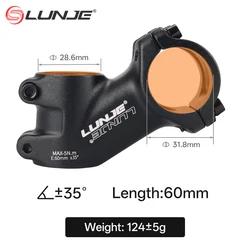 Ultralight Adjustable Angle MTB Bike Stem - High - Performance Mountain Bicycle Component (35Degree - 60mm)