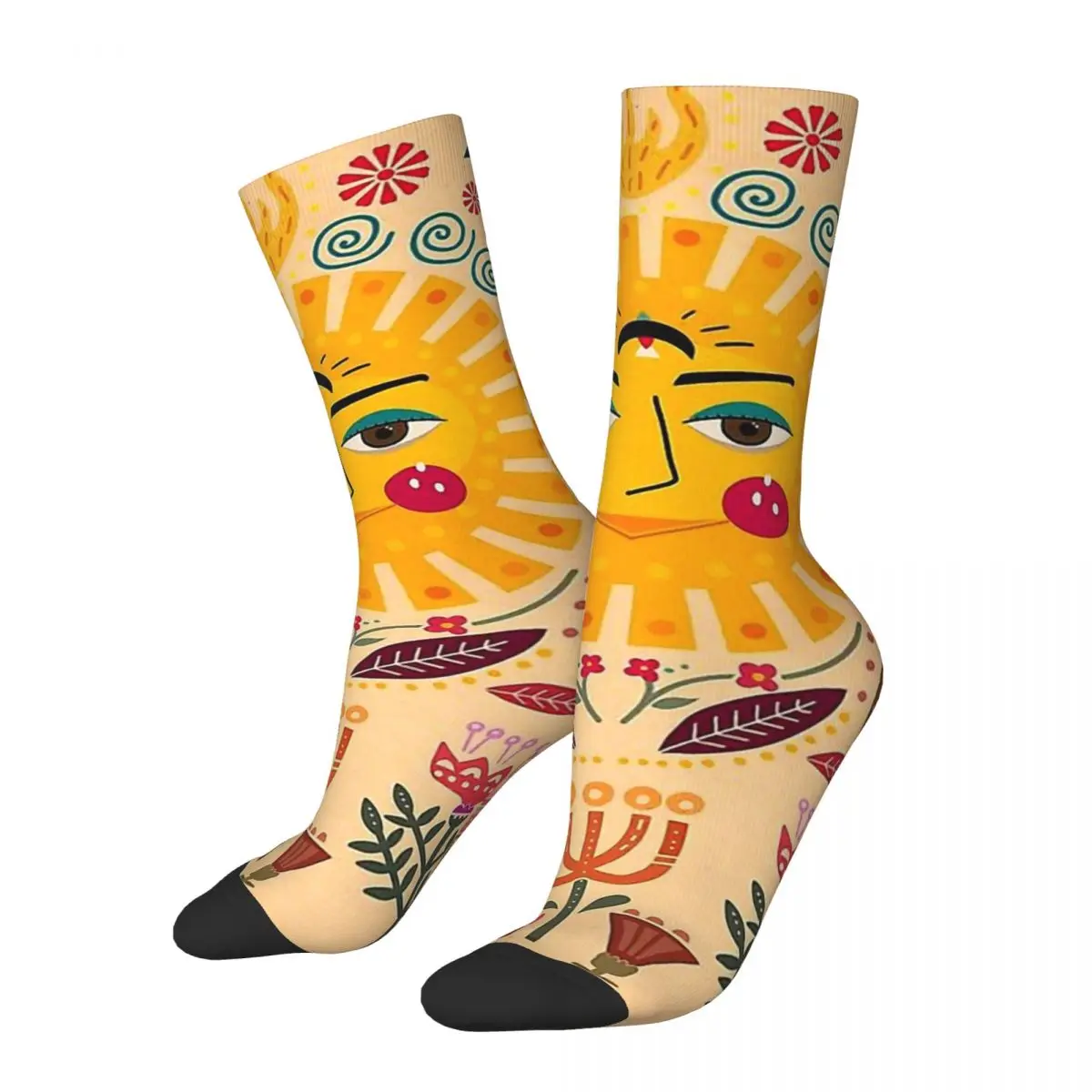 

Funny Men's Socks Folk Art Inspired By The Fabulous Retro Harajuku Hip Hop Seamless Pattern Crew Crazy Sock Gift Printed