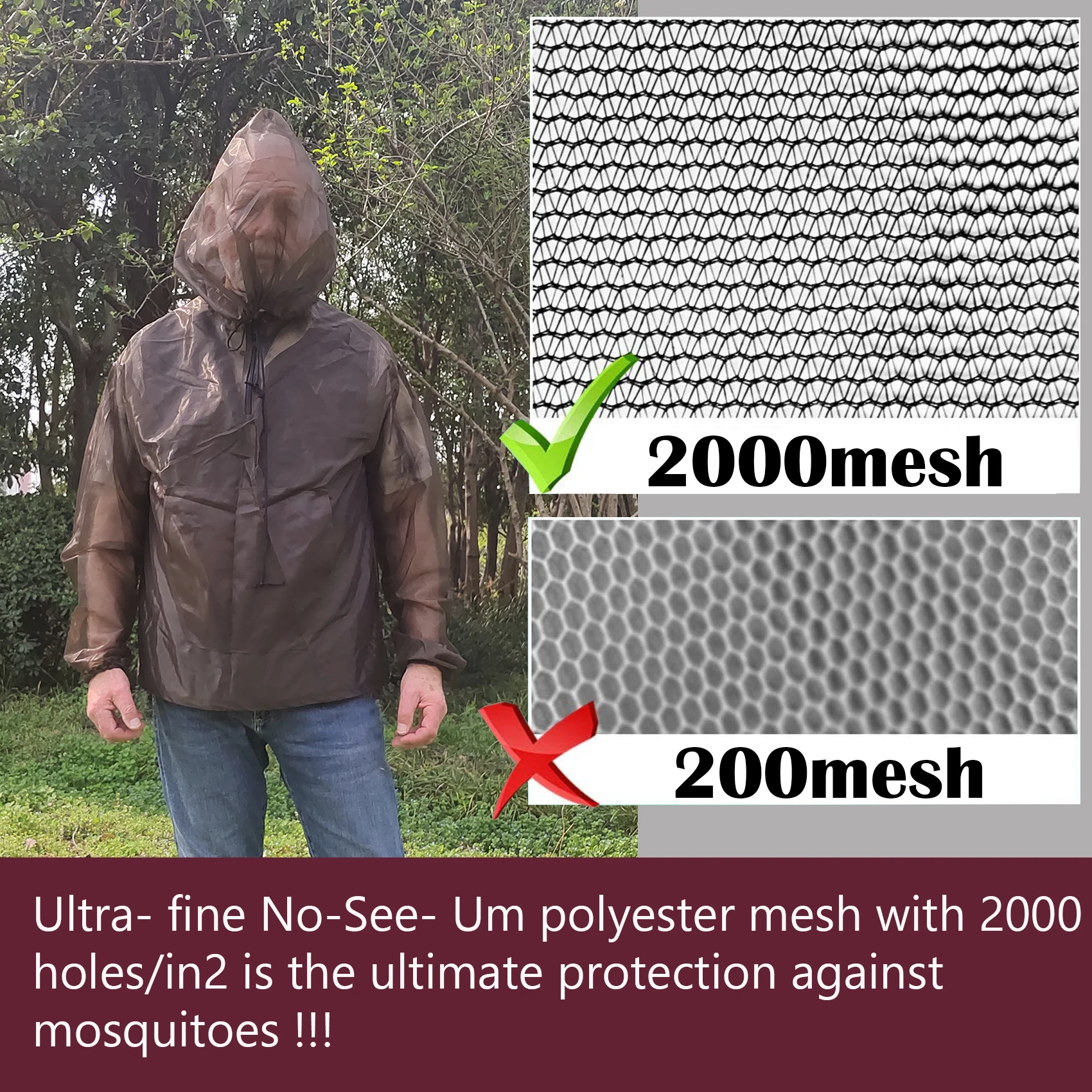 Aventik Mosquito Jacket No-See-Um Mesh, Super Light, One Size for All, Keep Safe Cool, UV Protection