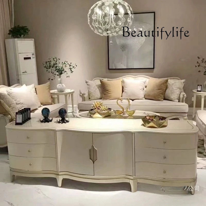 

American Country Solid Wood TV Cabinet Small Apartment Simple Audiovisual Cabinet