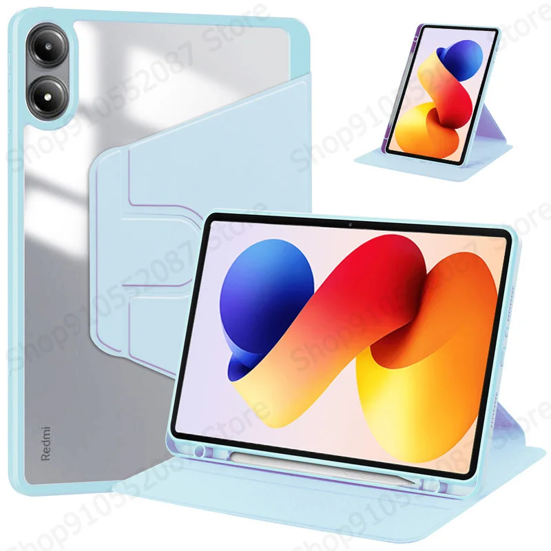 360° Rotating Transparent Tablet Case with Pen Holder