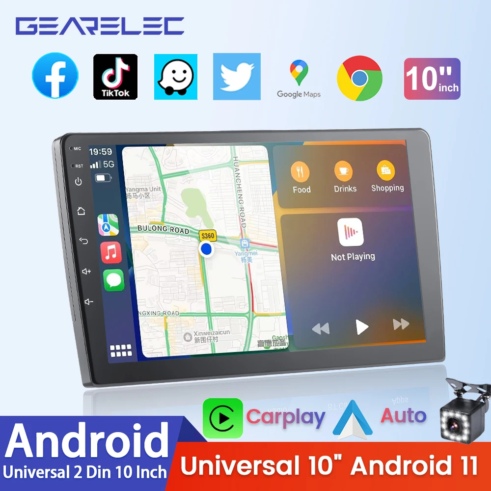 Universal 10 Inch 2 Din Android 11 Carplay Auto Car Radio Multimedia Video Player Navigation GPS WIFI DVD Stereo Head Unit