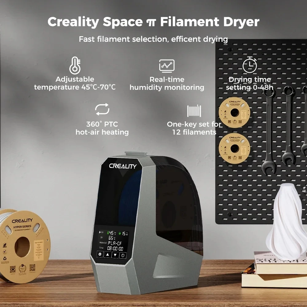 Creality 공식 스페이스 파이 필라멘트 건조기 상자, 360 ° 열풍 가열, 0-48h 3D 프린터 필라멘트 보관 상자, 1.75/2.85mm PLA
