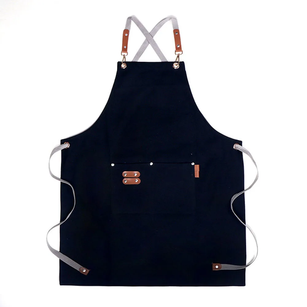 Kitchen Apron Cooking Apron Canvas Jean Fabric Apron With Pockets