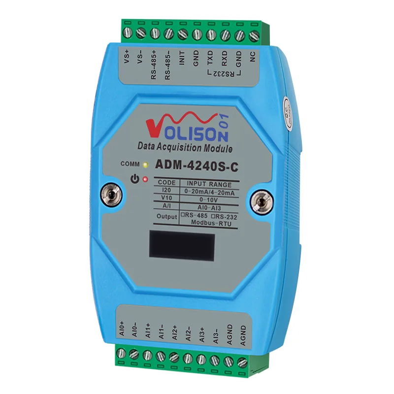 

4-channel analog signal acquisition module 4-20mA 0-10V 0-20mA to 485 modbus