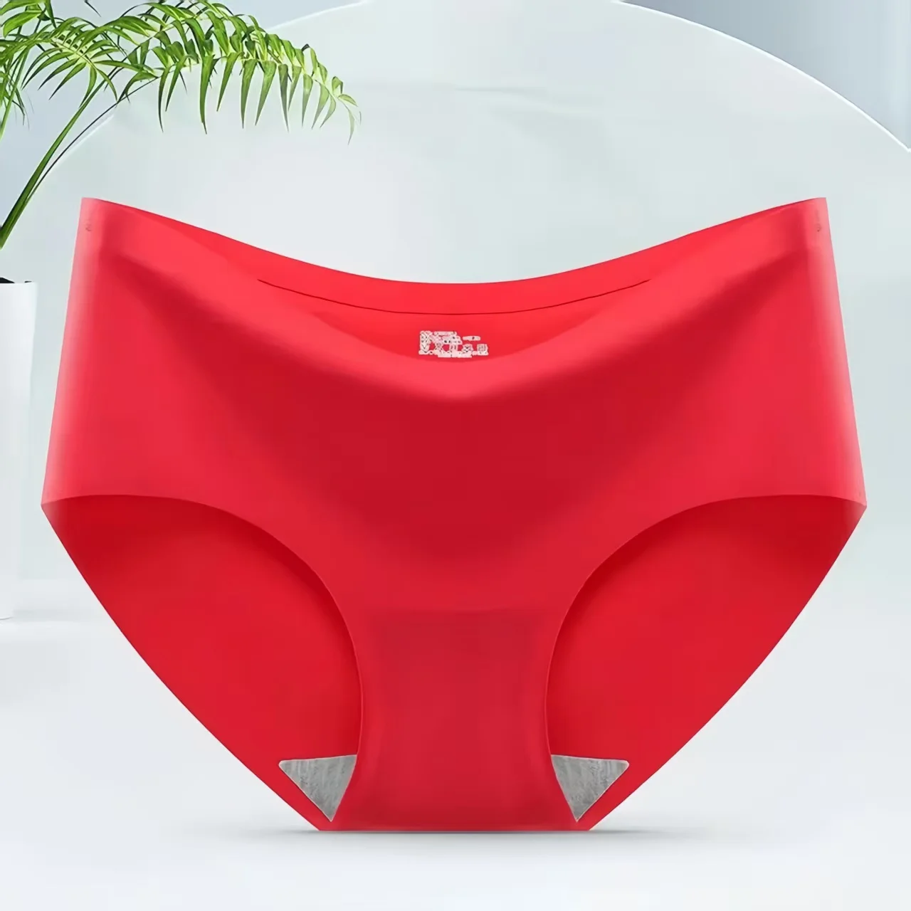 Women's Seamless Ice Silk Underwear Adhesive Waist Plus Size Solid Color Briefs Women's Fast Sleep Pregnant Asian Size