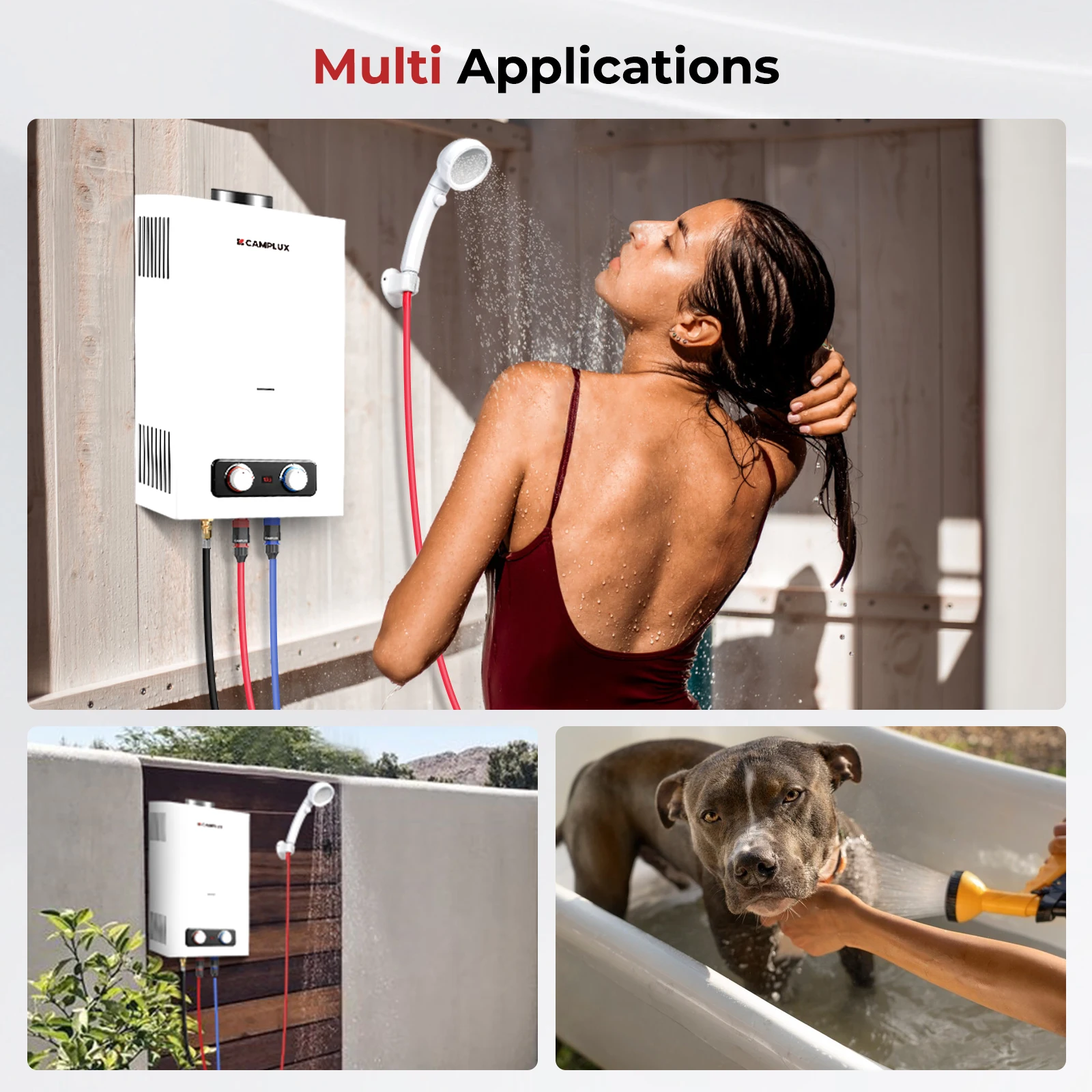 CAMPLUX 2.64 GPM Tankless Propane Portable Water Heater Outdoor with Overheating Protection for Camping Cabins 68,000 BTU BD264