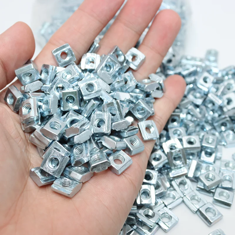 100p/ T Block Square Nut M3 M4 M5 M6 M8 T-Track Sliding Hammer Nut for 3d printer 3030 4040 4545 Aluminum Connector Profile