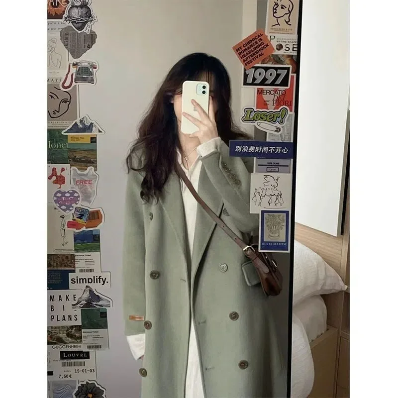 

Fashion Long Woolen Coat For Women Autumn And Cheap Winter 2023 New South Korea Clothing Elegant Office Lady Basics A-LINE LOOSE