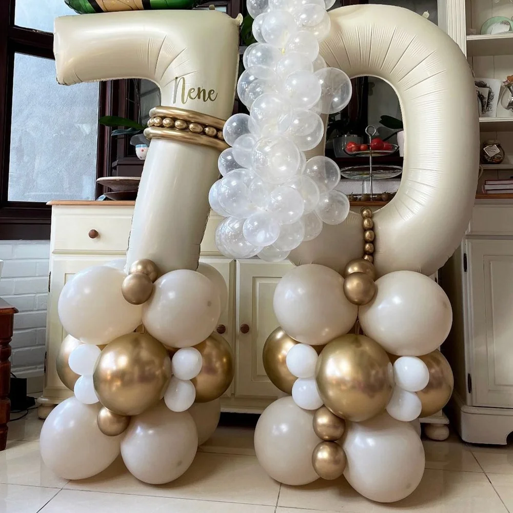 

24pcs/set Creamy Balloon Tower with Creamy Number Balloon for 30 40 50 Happy Birthday Party Supply Kids DIY Party Decorations