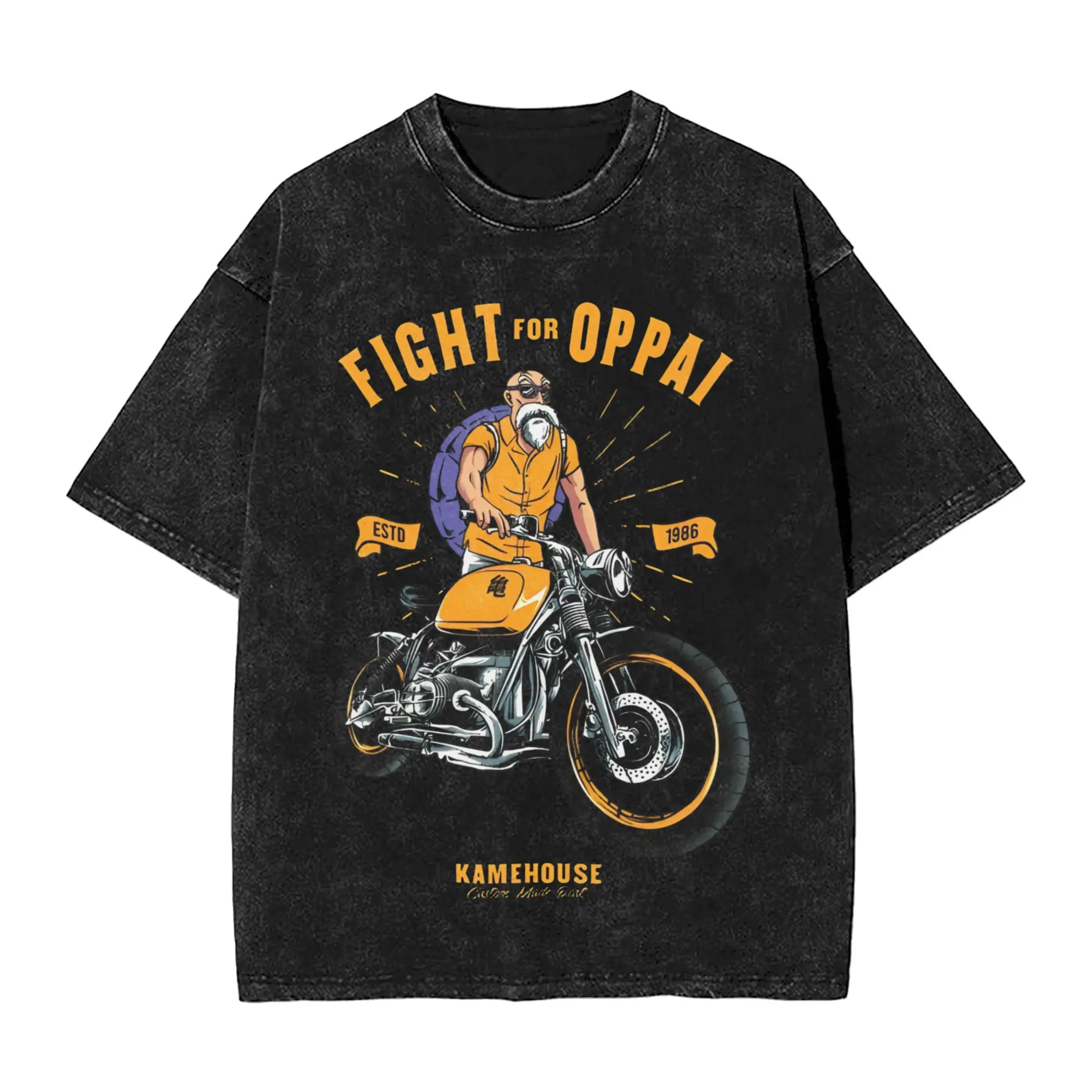 2026 Master Roshi Dragon Ball Printed T-shirt Men's and Women's Washed T-shirt High Quality Vintage Cotton T-shirt Harajuku Tops