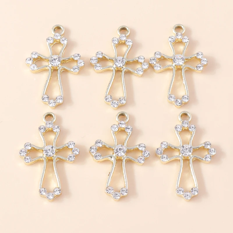 20 Stück niedliche gemischte Kristall-Metall-Kreuz-Anhänger für die Herstellung von Ohrringen, Halsketten, Armbändern, DIY-Bastelarbeiten, Schmuckzubehör – Detail 19