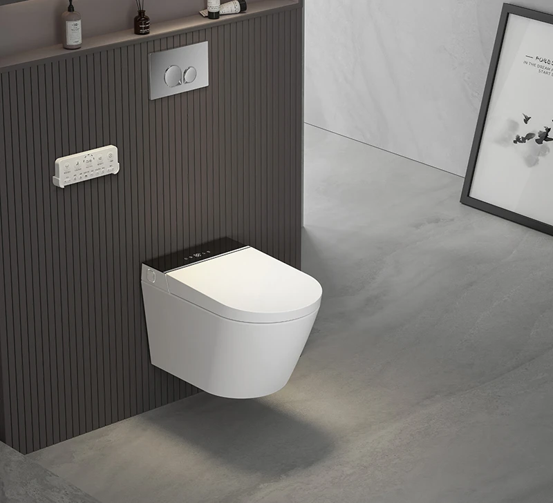

Modern direct-flush tank hidden wall-mounted smart toilet with remote control for bathroom wc smart toilet