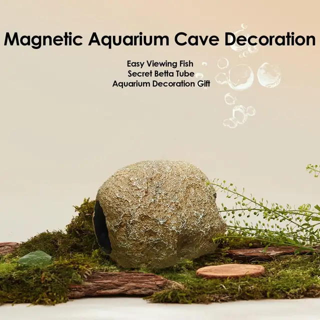 Grotta Magnetica Per Acquario - Rifugio Per Pesci Betta, Gamberetti, Lumache, 11,7x9,5x9,3 Cm - Foto 5