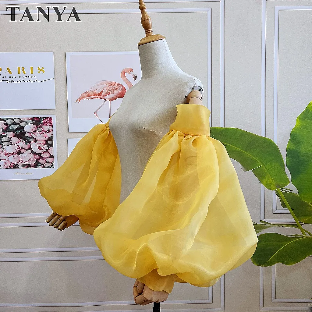 Gold Puffy Organza Sleeves Fashionable Arm Direcoation Bride