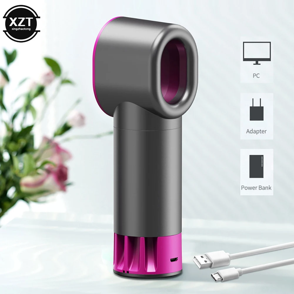 USB Charging Mini Handheld Fan Electric Bladeless Fan Portable Cordless Handheld Mini Cooler No Leaf Handy New