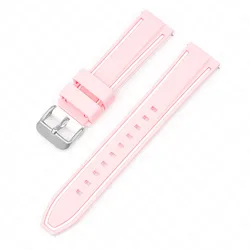 Enhanced Title: Dual - Color Quick Release Waterproof Silicone Watch Strap - 22mm (Pink white)