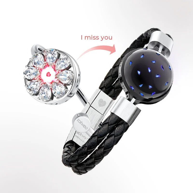 

TOTWOO Long Distance touch Light up&Vibrate Bracelets for Couples,We Bold & We Bloom Smart Bracelets for Love Gift for lover