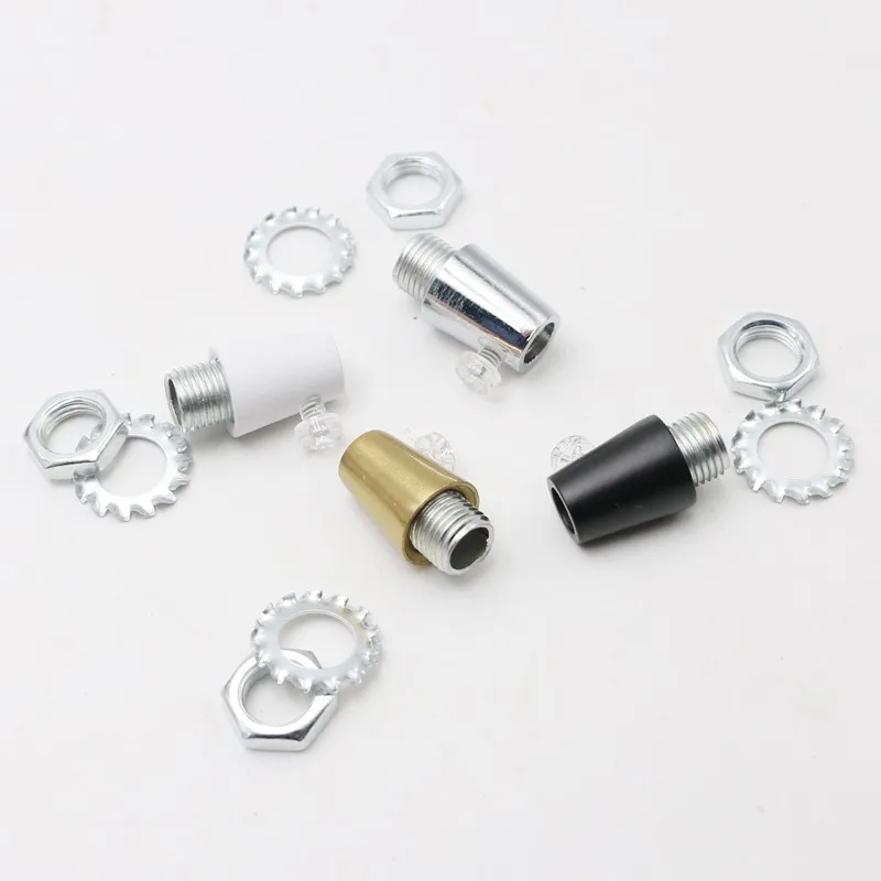 10pcs D14xH17mm M10 Threaded Wire Lock Metal Cable Grips with M4 Clear Screw Cable Glands Connectors for Strain Relief