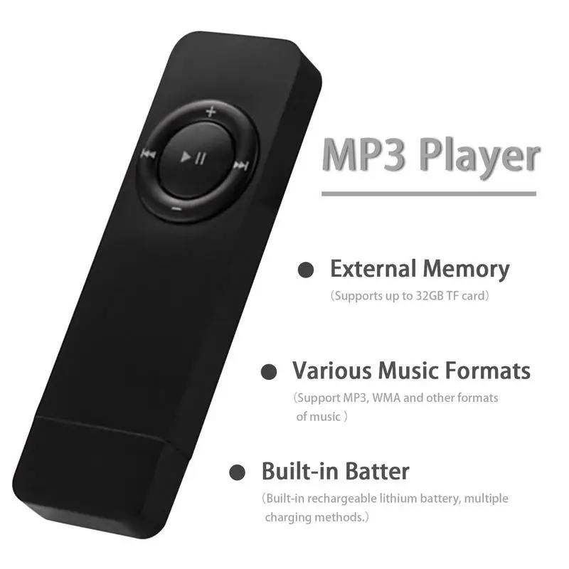USB 라인 카드 미니 MP3 음악 미디어 플레이어, U 디스크, 지지대 32GB, MicroSDTF 카드, 음악 미디어, 휴대용 MP3 플레이어  W0