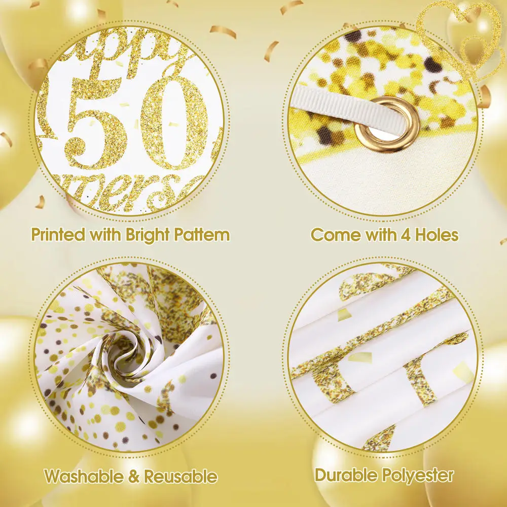 �Happy 25-50th Anniversary“-Banner „Cheers to 50 Years“-Party-Dekoration, Jubiläums-Schild-Banner für die 50. Jubiläums-Geburtstagsfeier – Detail 2
