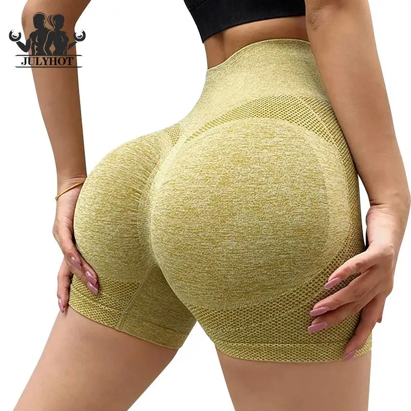 

Sport Yoga Shorts Women Fitness High Waist Hip Lift Contract The Abdomen Seamless Running Cycling Leggings Gym Breathable Short