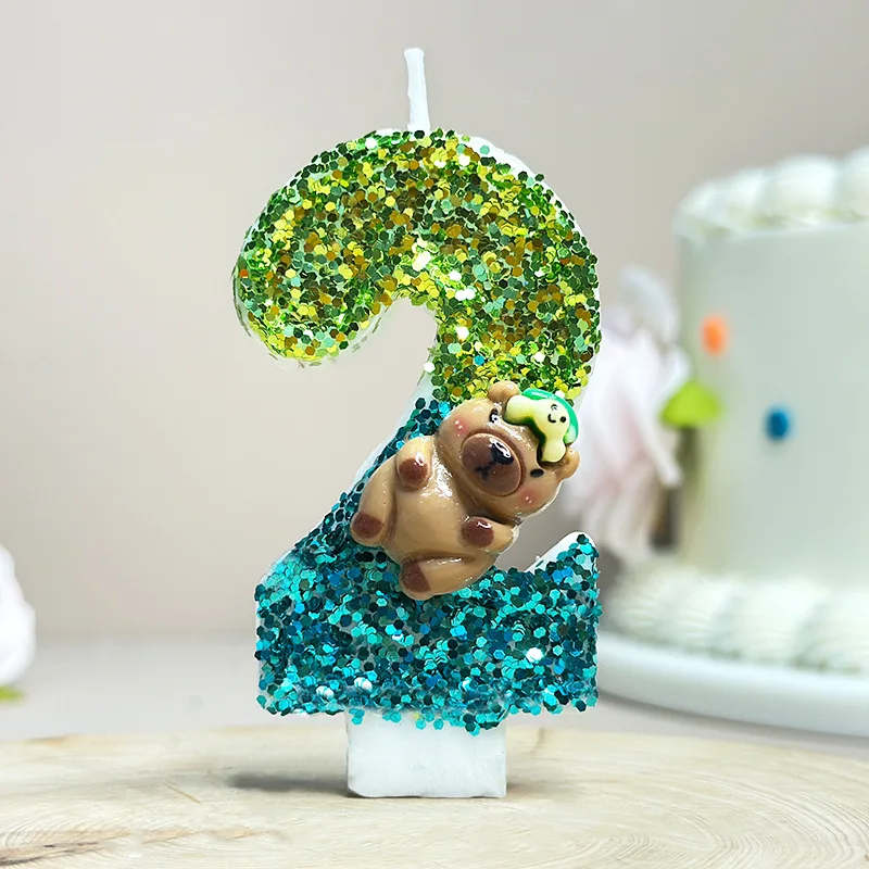 Niedliche Capybara-Kerze Nummer 0-9 Fußball-Kerze Kuchendekoration Capybara Geburtstagsparty für Kinder Babyparty Spielzeug Geschenke – Detail 4