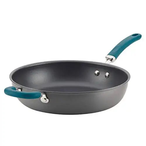 

Create Delicious Hard-Anodized Aluminum NS Deep Fry Pan, Frying Pan, Teal Handle