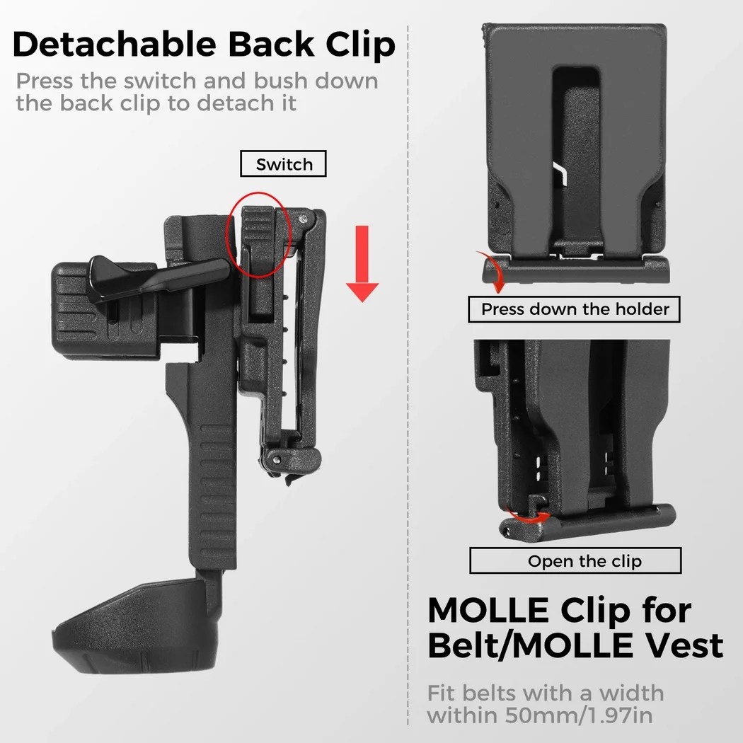 Quick Release Pepper Spray Holster with Adjustable Quick Draw and Detachable Back Clip