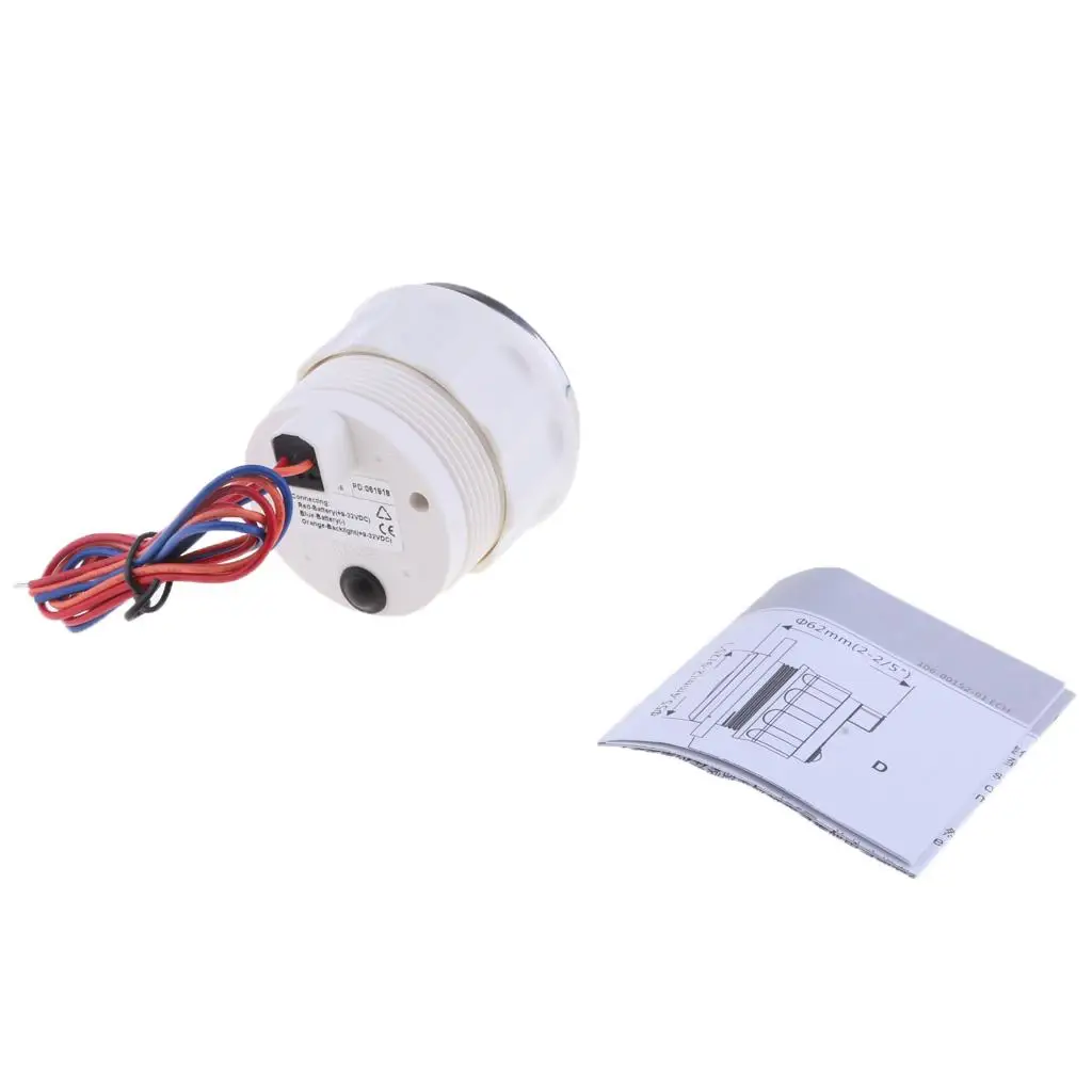 

52 мм 2-дюймовый автомобильный измерительный прибор белый вольтметр 8 ~ 16 В