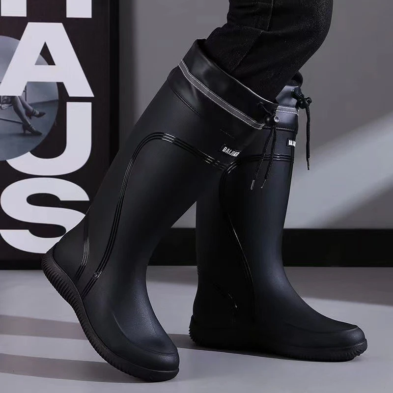 Bottes de pêche haute qualité homme imperméables tube haut - Chaussures anti-dérapantes caoutchouc bundle mouth