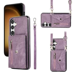 Elegant Leather Crossbody Card Slot Wallet Case - Galaxy S21Ultra (PURPLE)