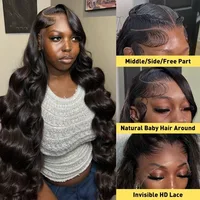 Perruques Lace Front Body Wave 13x4 en Cheveux Humains, Densité 200%, 42 Pouces, Pré-épilées, Perruques Frontales 13x4 en Cheveux Humains, Perruque Body Wave en Dentelle HD 4