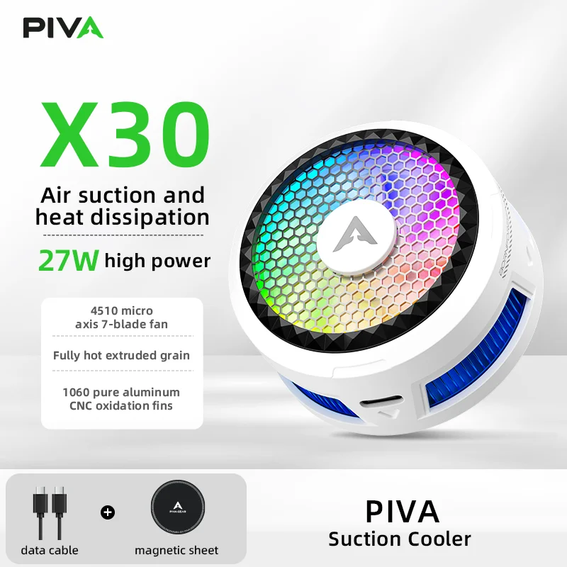 PIVA X30 27W Refroidisseur de téléphone portable à refroidissement rapide, ventilateur magnétique pour jeux_voghion.com