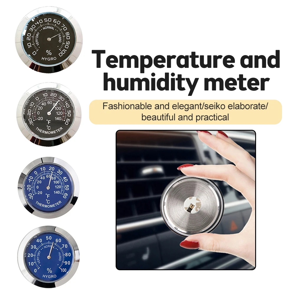 TH30 Mini Round Car Dashboard Thermometer Humidity Gauge Vehicle Thermometer Decoration Temp Monitor Meter Analog Hygrometer infrared night vision analog monitor vehicle camera vehicle blind zone monitor camera high definition side view reversing camera