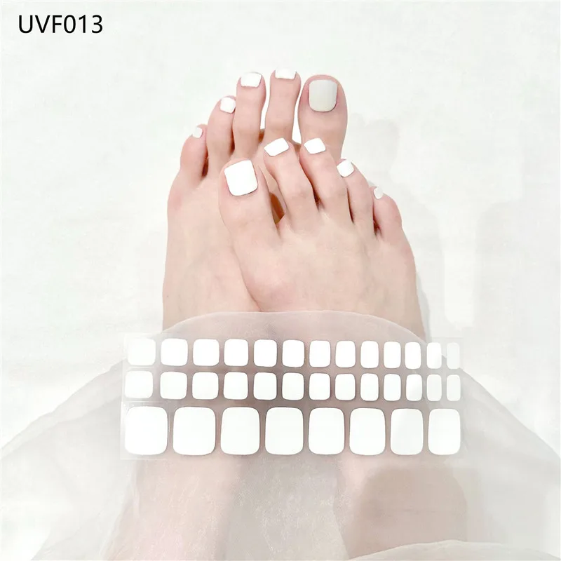 Solid Color Toe Gel Nail Strips Full Adhesive Waterproof Korean Semi Cured Foot Gel Nail Art Wraps UV Lamp Need Nails Stickers nail stickers,nail art decoration,nail decals