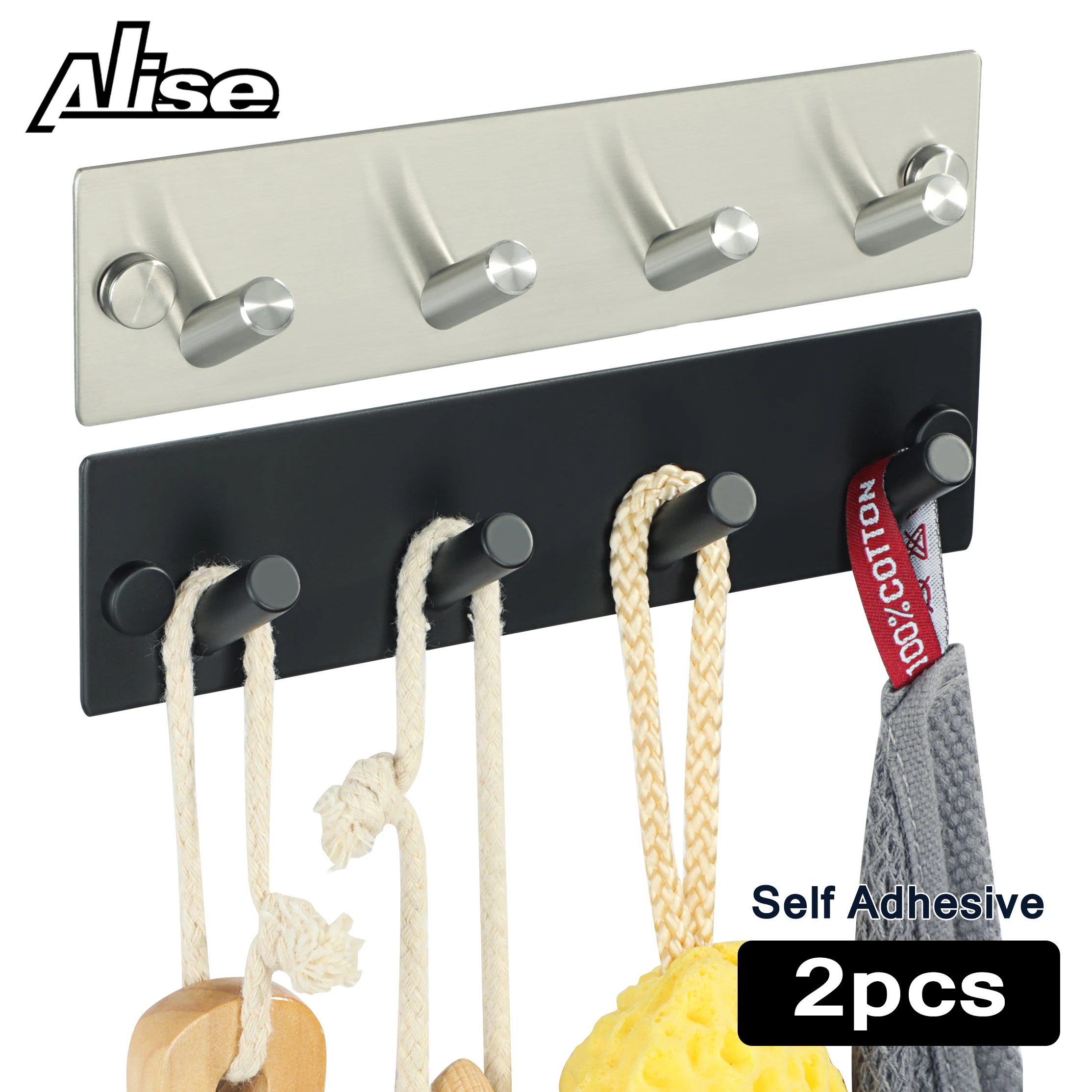 

Coat Hooks 3M Self Adhesive Towel Hooks Robe Coat Hook 304 stainless steel Wall Mounted Hook for Kitchen Bathroom Accessories